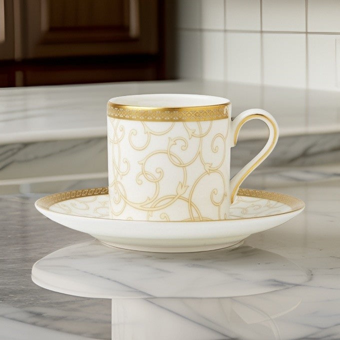 12 Tazze Caffe Con Piattino Celestial Gold