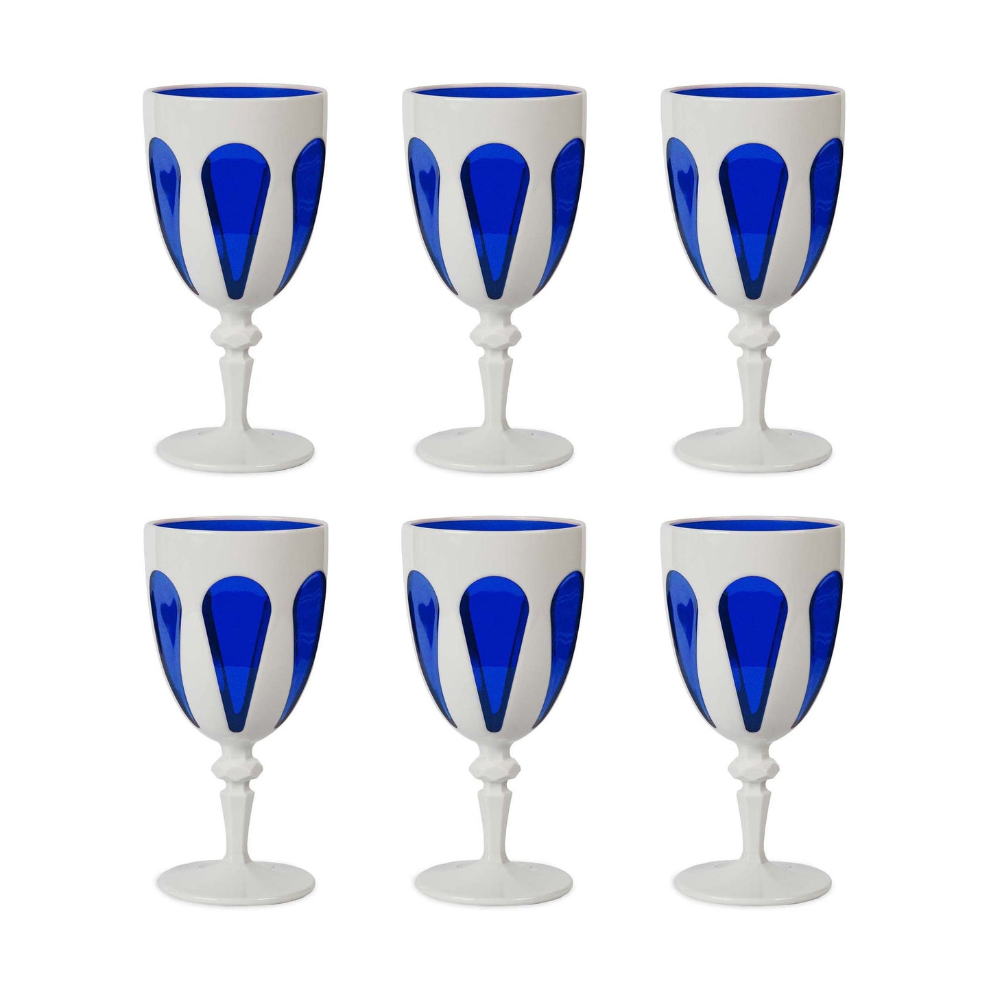6 Bicchieri Vino Bianco E Blu