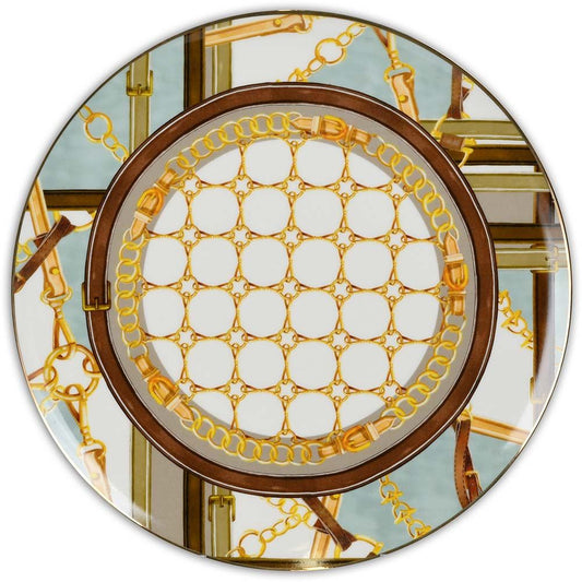 Piatto Torta Diam 31 Filo Oro - Horses Baci Milano