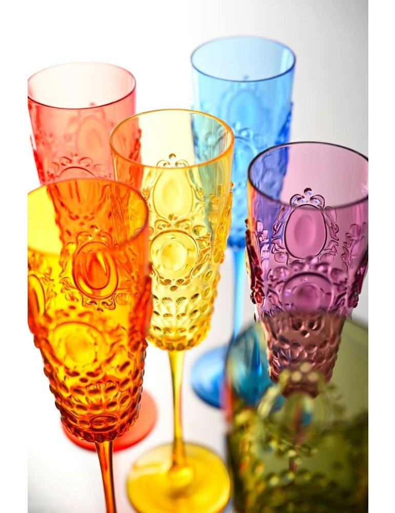 Set 6 Flute Champagne Colori Assortiti