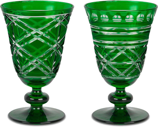 Set 2 Calici Vetro Intagliati - Verde Baci Milano