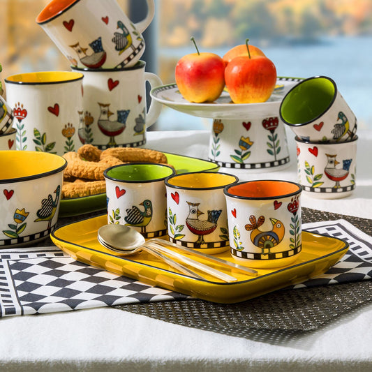 Set 2 Bicchierini Cocorico` Giallo Ml 80 Egan