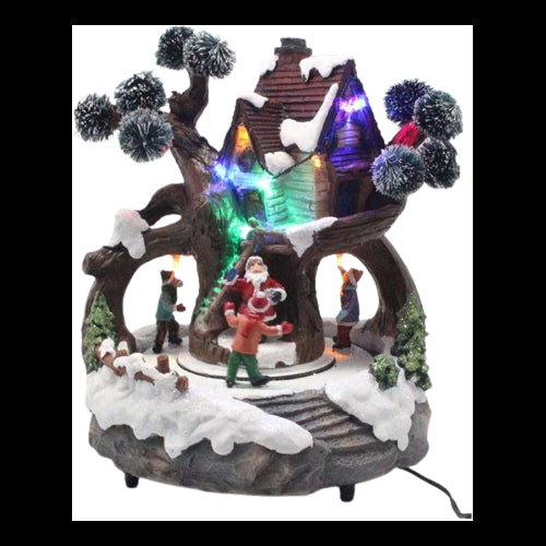 Carillon Albero Con Pupazzo Di Neve