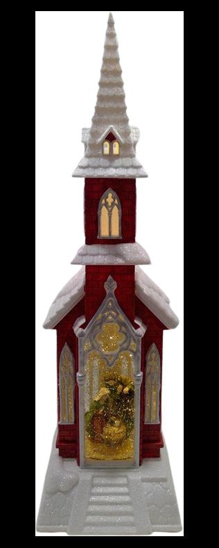 Church Nativity Snowingred-Battery-Led-48X14X14Cm