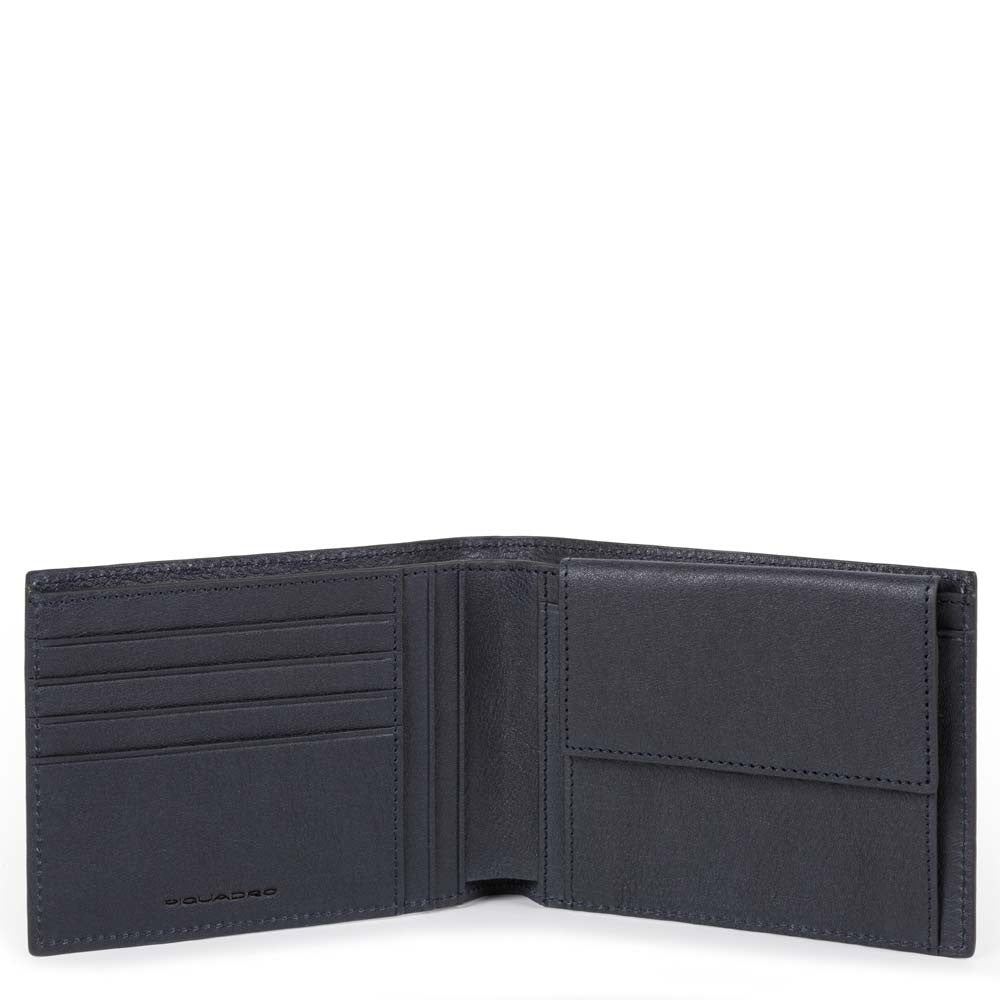 Portafoglio Uomo Con Portamonete In Pelle Blu Puls