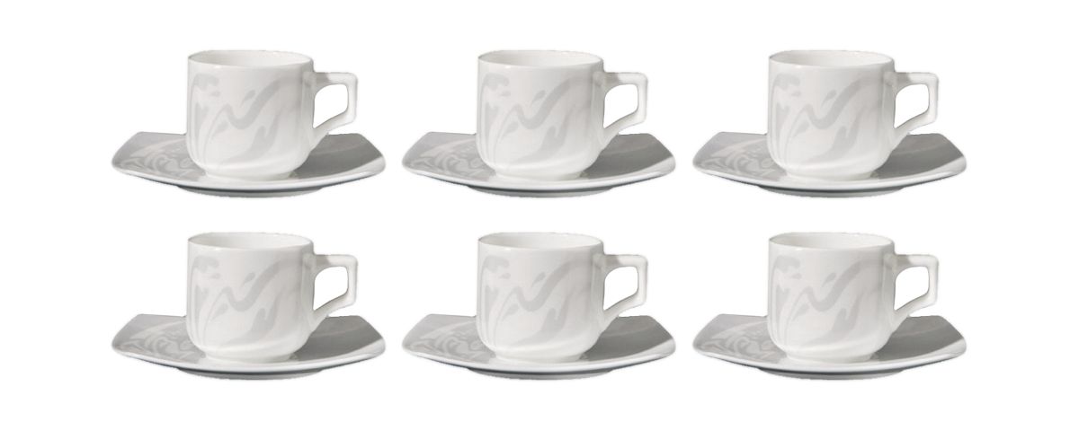 Sei Tazze Caffe Con Piattino Linea Vela Dec. Wing