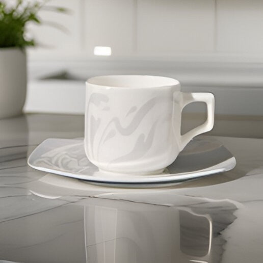 Sei Tazze Caffe Con Piattino Linea Vela Dec. Wing