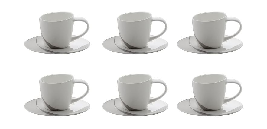 Sei Tazze Caffe` Con Piattino Esclissi