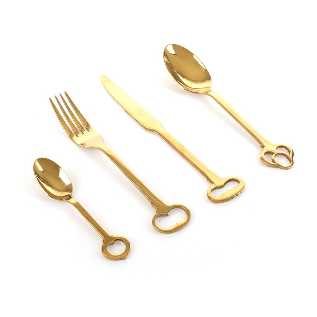 Set.24 Posate In Acciaio Inox 18/0 Gold-Keytlery , 6 Coperti