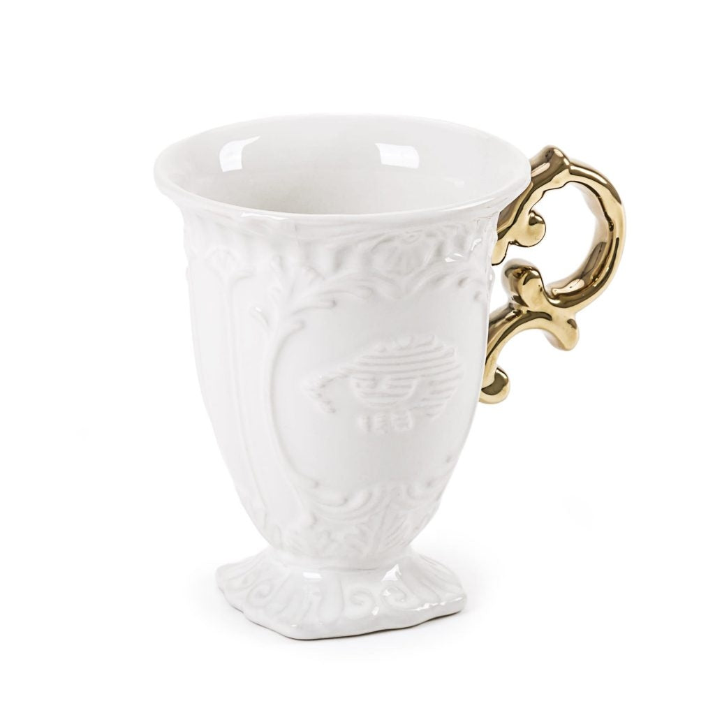 Set 2 Tazze In Porcellana I-Wares Manico Oro