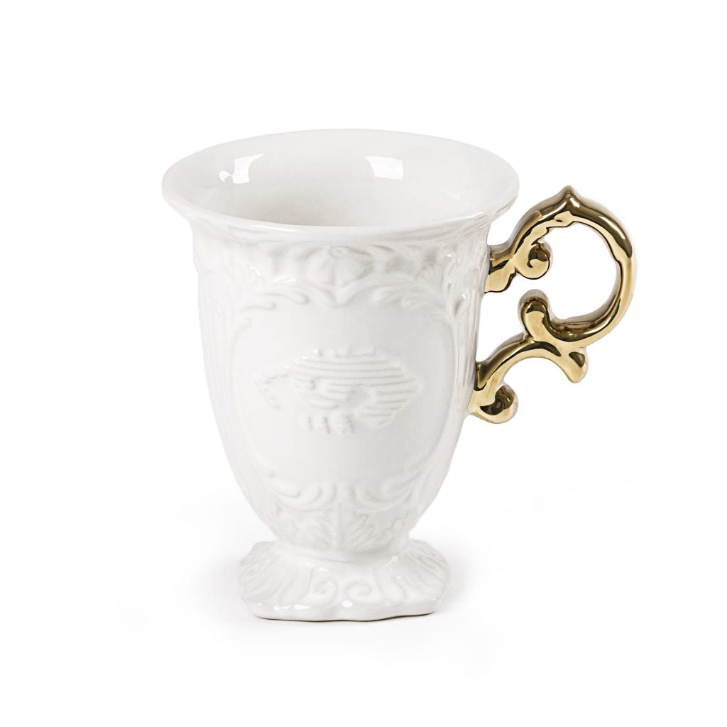 Set 2 Tazze In Porcellana I-Wares Manico Oro