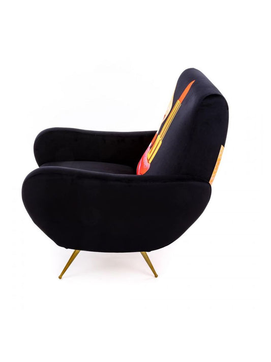 Poltrona In Legno Imbottita Toiletpaper Cm.70X79 H.86 - Tongue Seletti