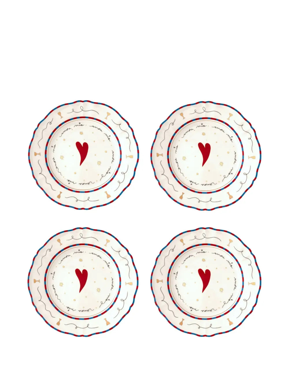 Set 4 piatti piani Cuore