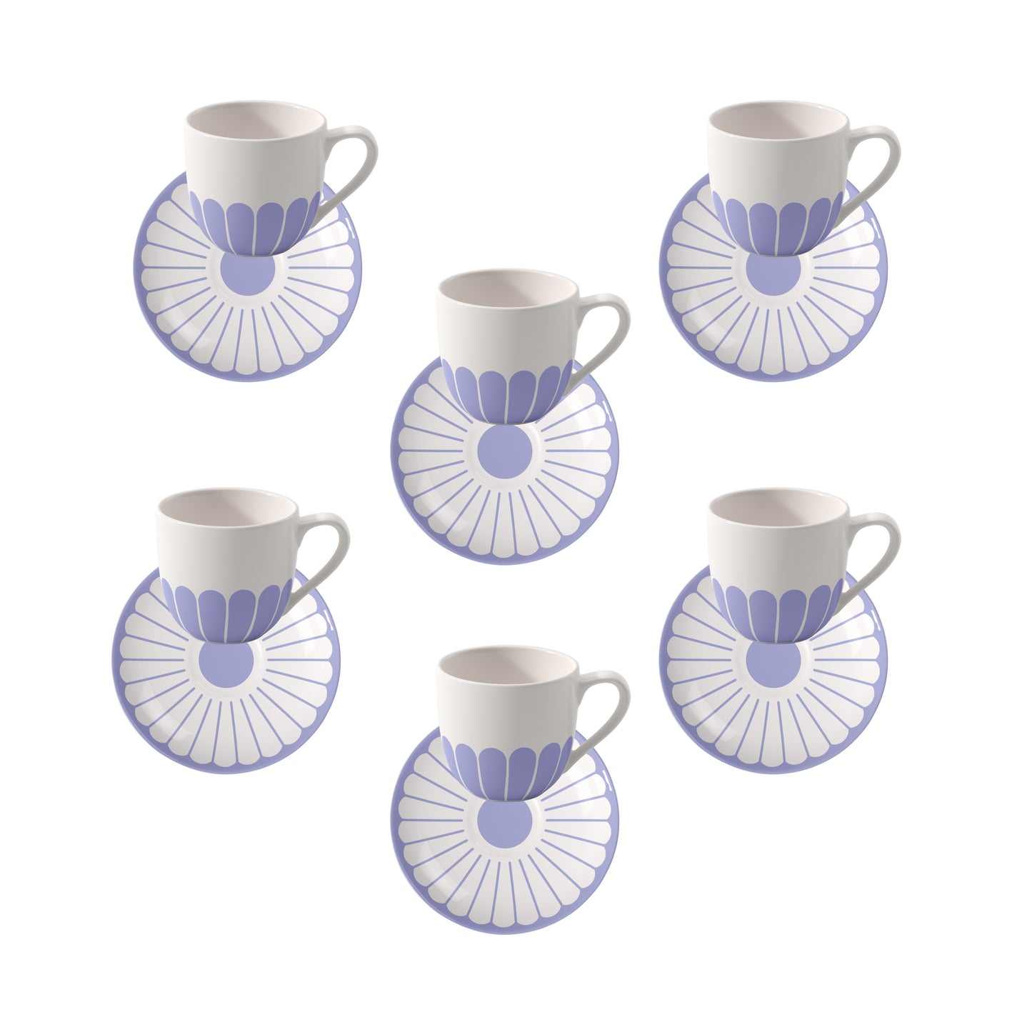 Set 6 tazze caffè con piattino Fleur