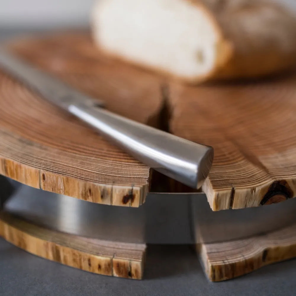 Tagliere In Larice E Acciaio 40 cm Knindustrie