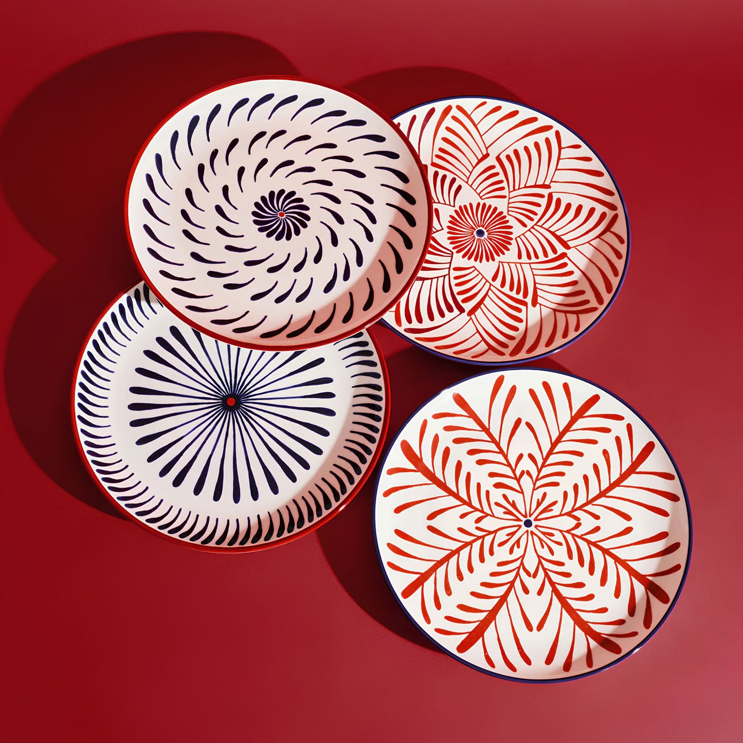 Set 4 Dinner Plate Red Blue Bazaar Serax