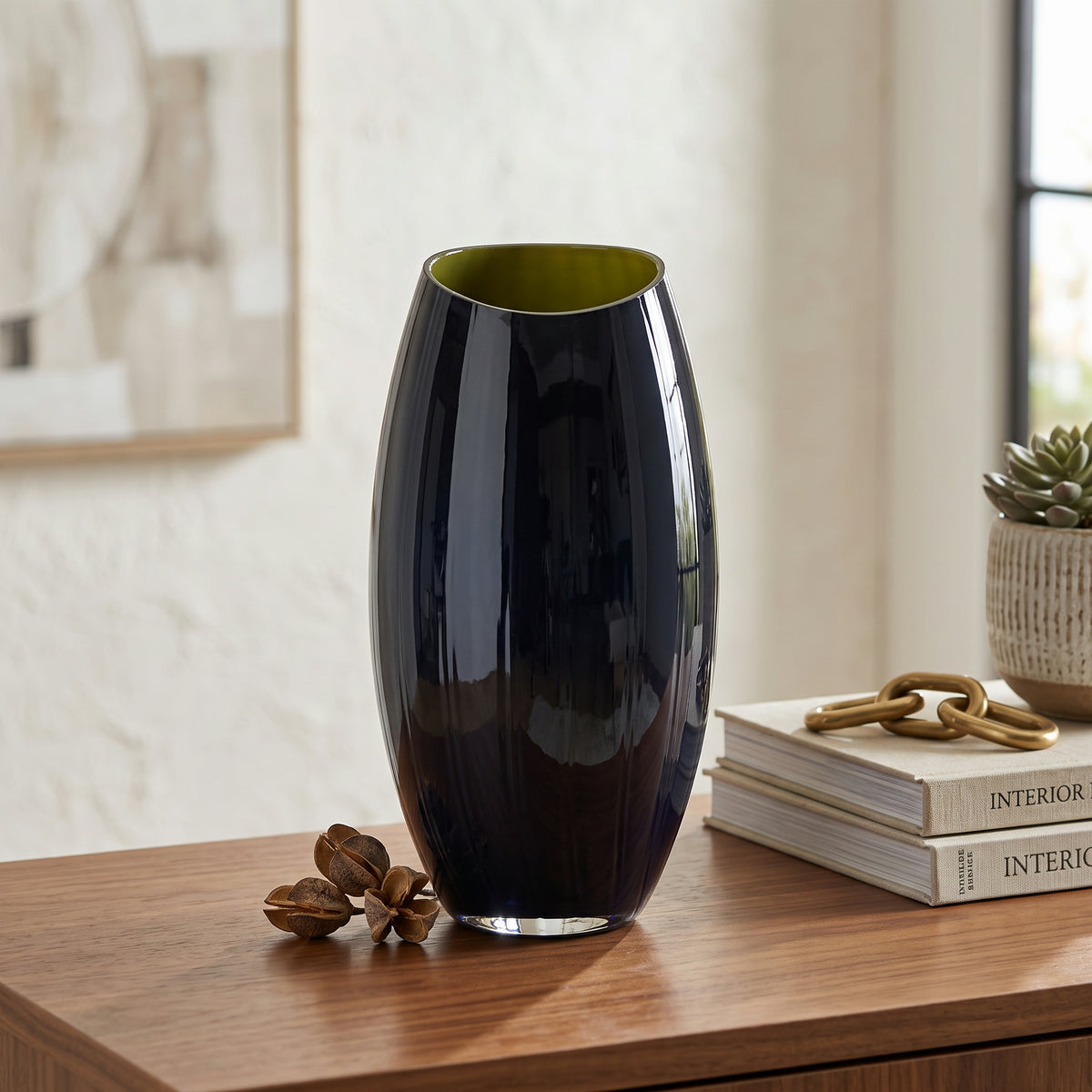 Vaso In Cristallo Nero E Verde Rogaska