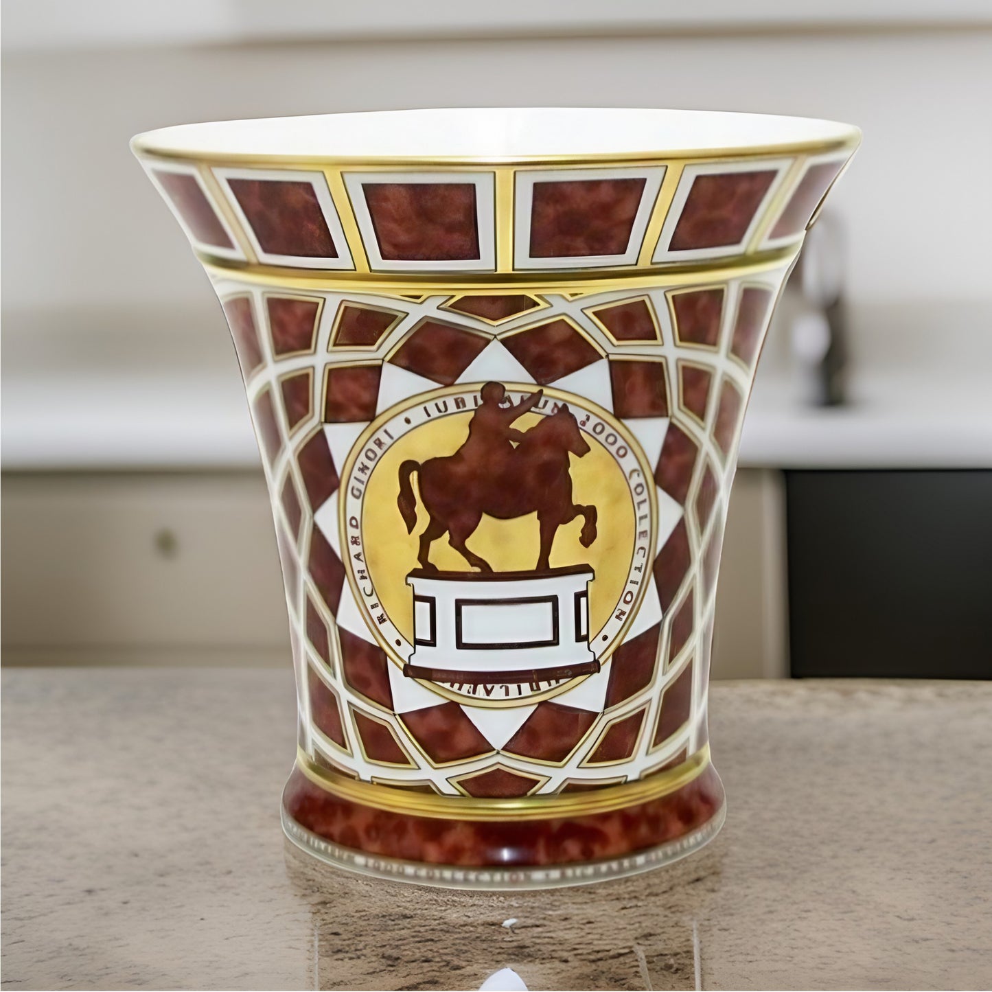 Vaso Porcellana Oro E Marrone