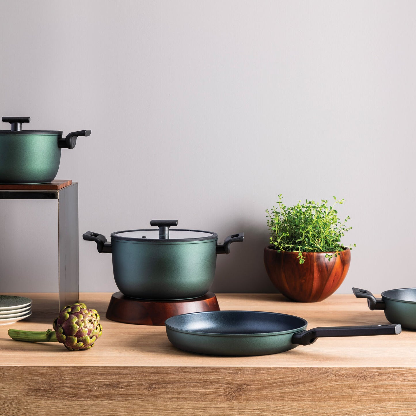 Titan Pro Green Set da Chef con batteria di pentole da 9 pezzi