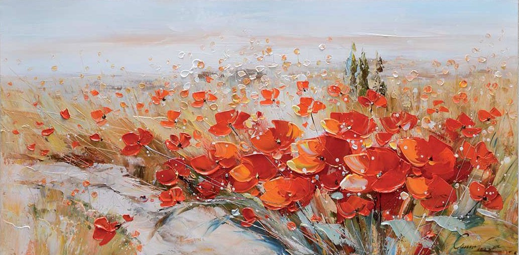 Quadro Papaveri sul mare 140cm