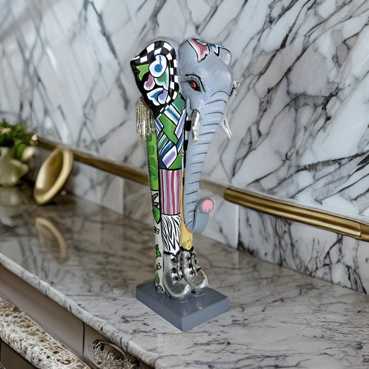 Statua elefante Costantin silver line 30cm