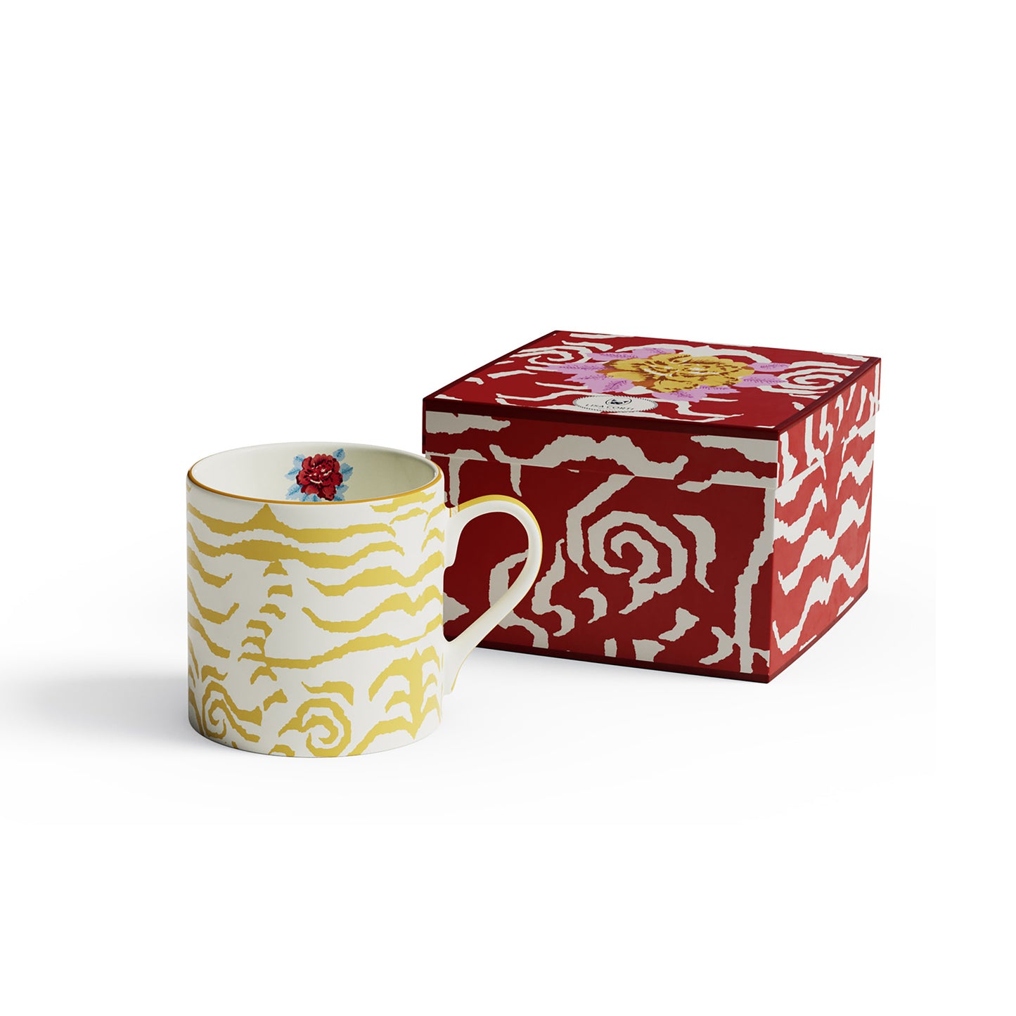 Mug Porcelain Indian Tiger Gold Unica