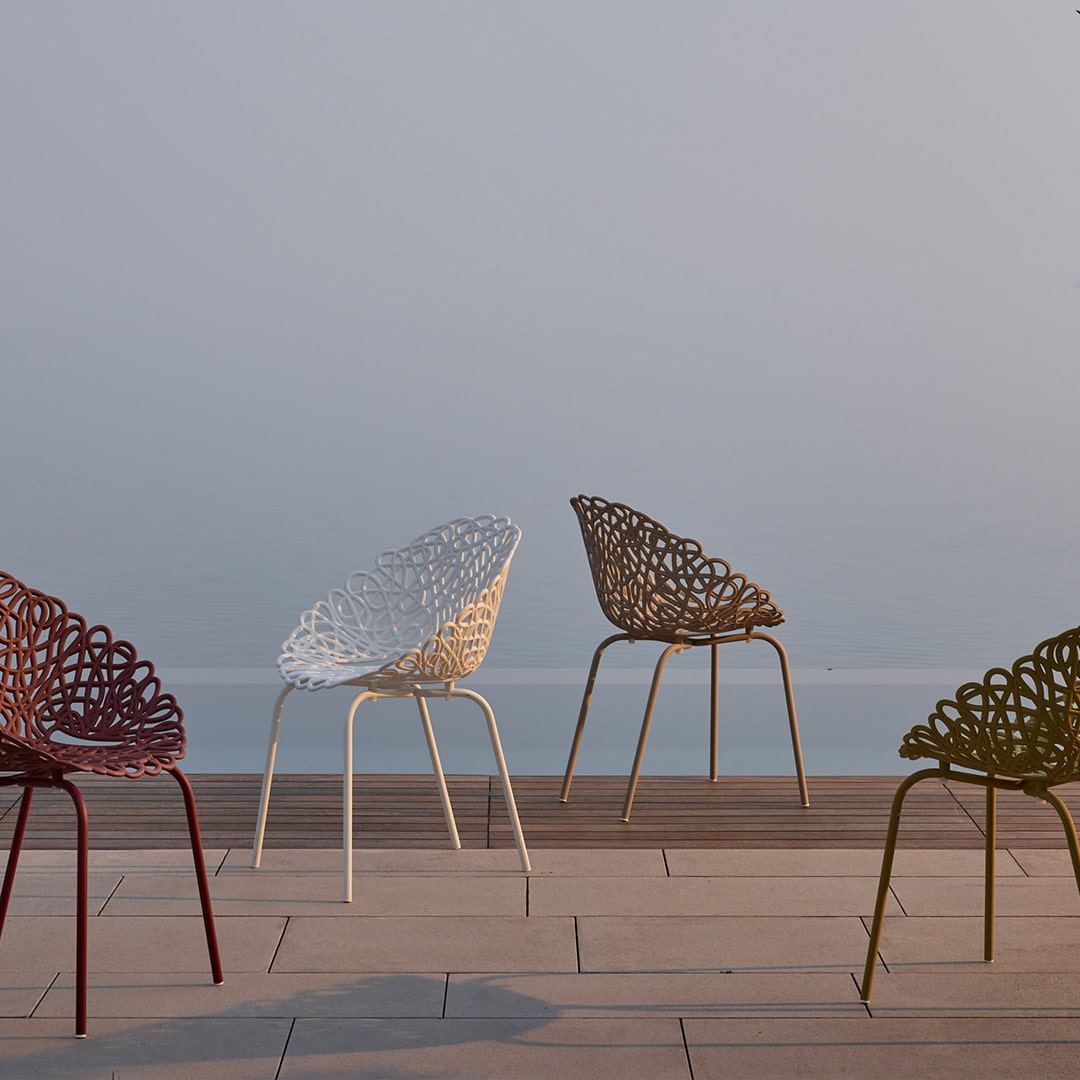 Set 4 Sedie Bacana Chair Outdoor Dark Red