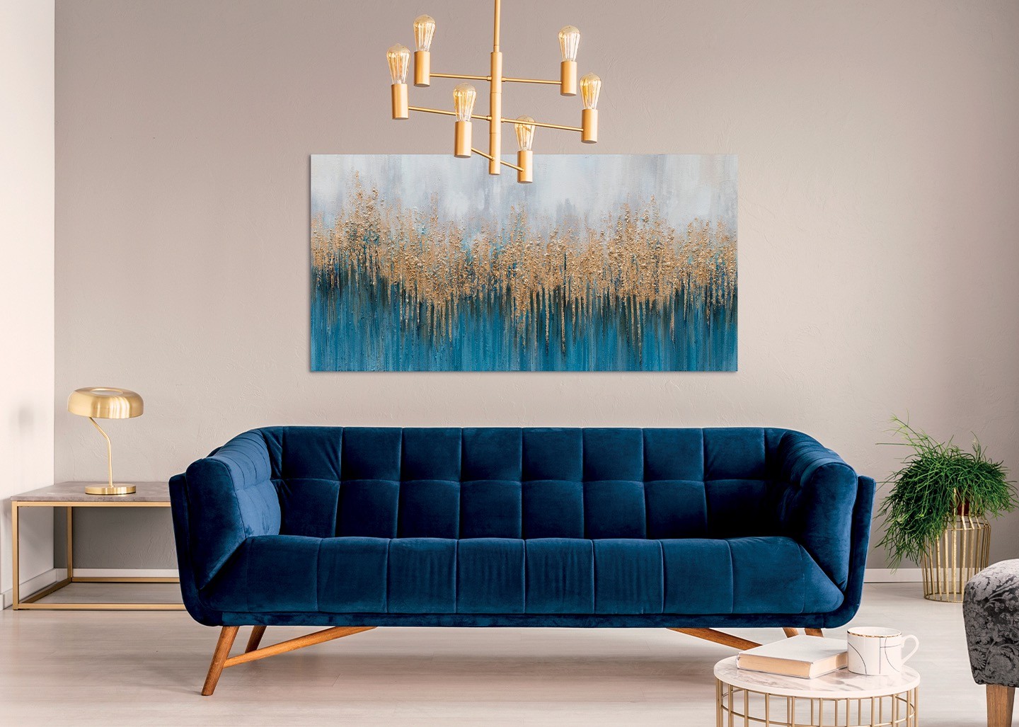 Tris quadri in vetro Fluido blu - Brighter Home