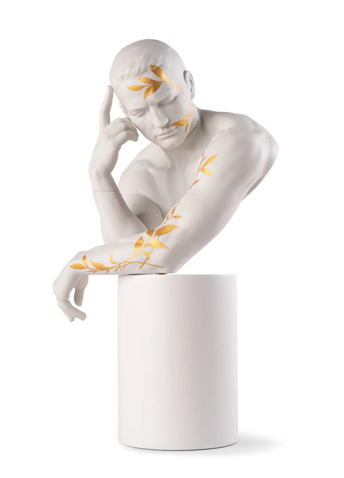 Scultura Riflessi della Natura - Lui. Bianco-oro