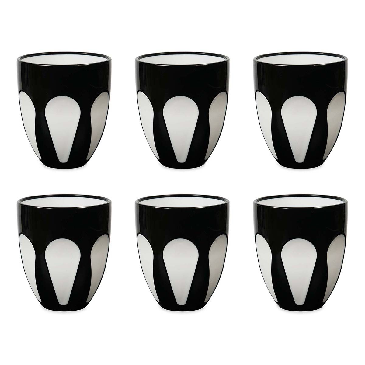 6 Bicchieri Acqua Nero E Bianco