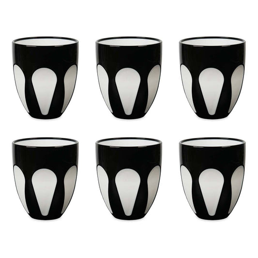 6 Bicchieri Acqua Nero E Bianco