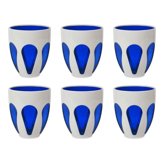 Aqua Bi-Color 6 Bicchiere Acqua Bianco E Blu