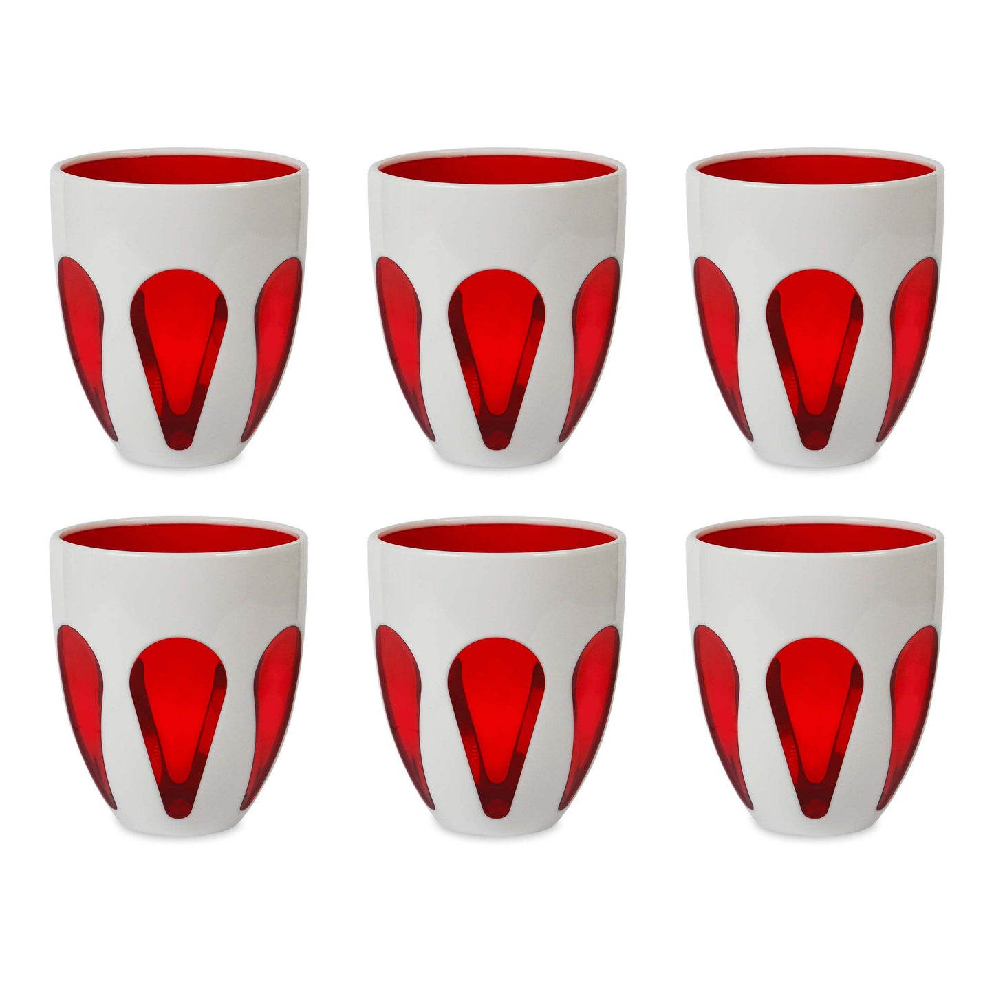 6 Bicchieri Acqua Bianco E Rosso