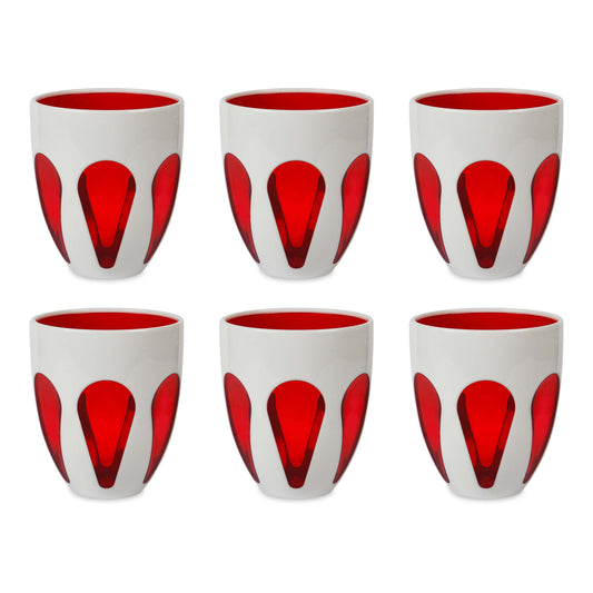 6 Bicchieri Acqua Bianco E Rosso