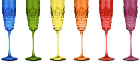 Set 6 Flute Champagne Colori Assortiti
