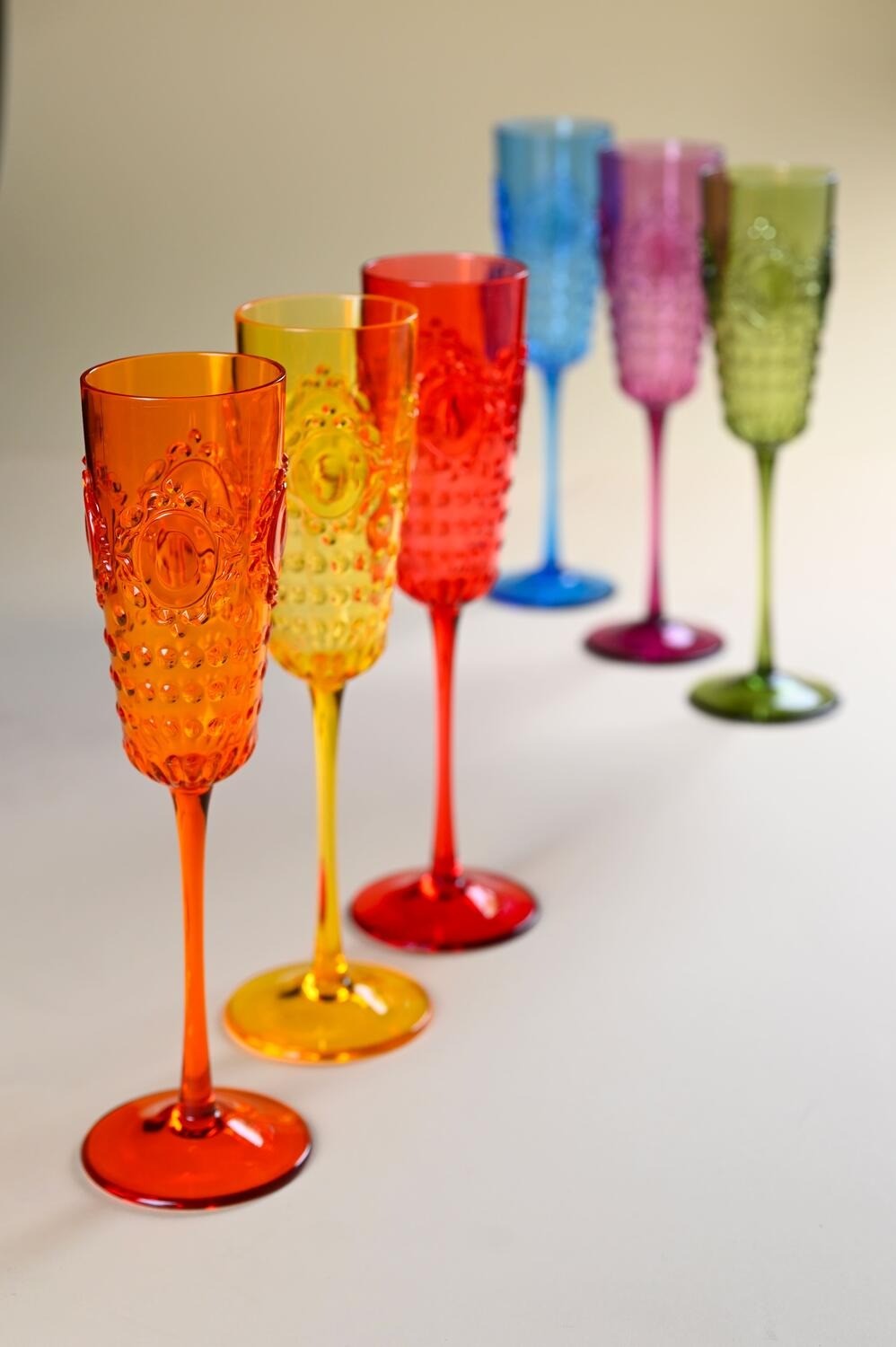 Set 6 Flute Champagne Colori Assortiti