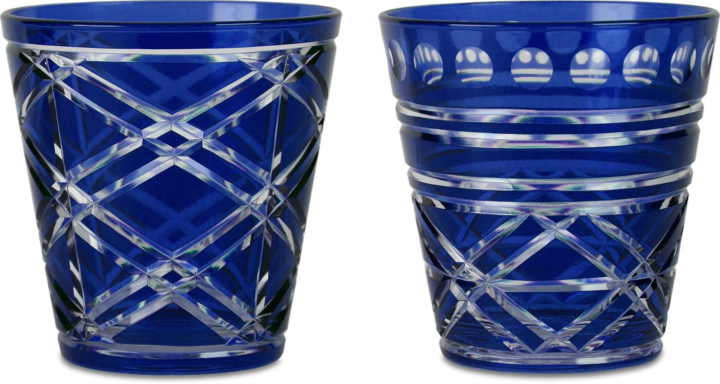Set 2 Tumbler Vetro Intagliati - Blu Baci Milano