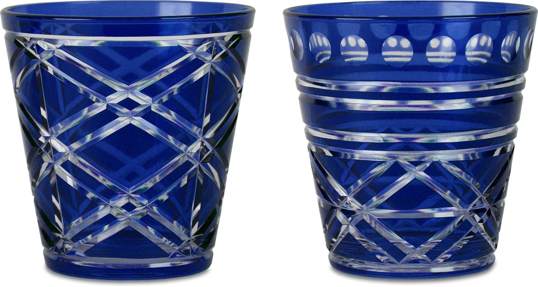 Set 2 Tumbler Vetro Intagliati - Blu Baci Milano