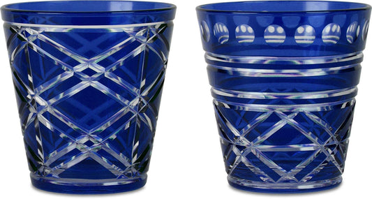 Set 2 Tumbler Vetro Intagliati - Blu Baci Milano