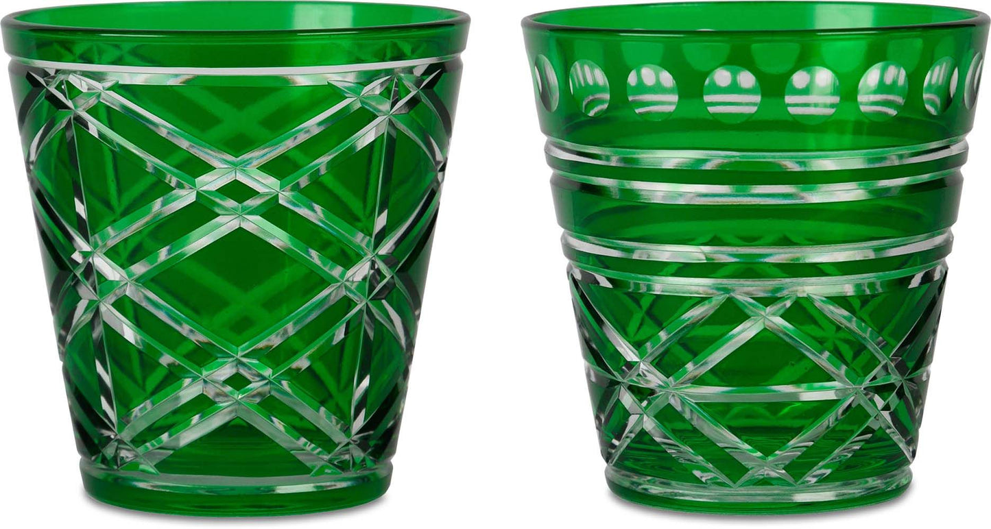 Set 2 Tumbler Vetro Intagliati - Verde Baci Milano
