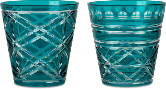 Set 2 Tumbler Vetro Intagliati - Turchese Baci Milano