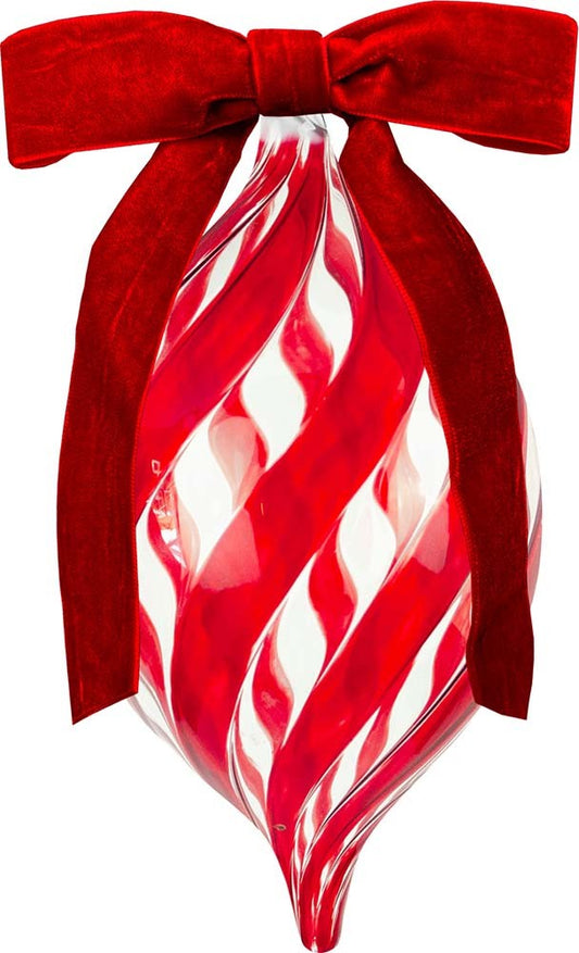 Palla Natale Vetro 18 Cm - Trasparente/Rosso