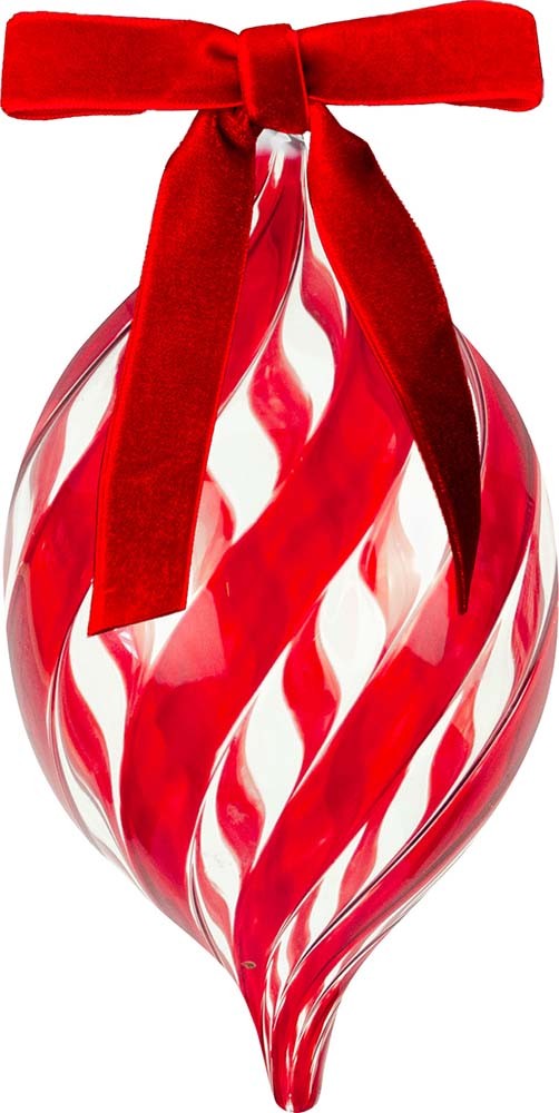 Palla Natale Vetro 16 Cm - Trasparente/Rosso