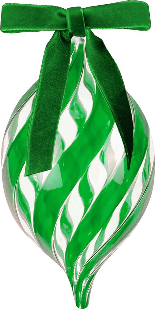 Palla Natale Vetro 16 Cm - Trasparente/Verde