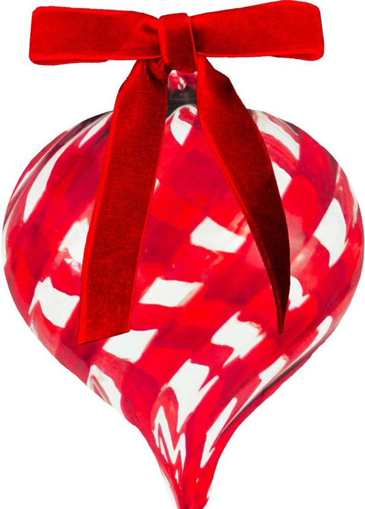 Palla Natale Vetro 10 Cm - Trasparente/Rosso