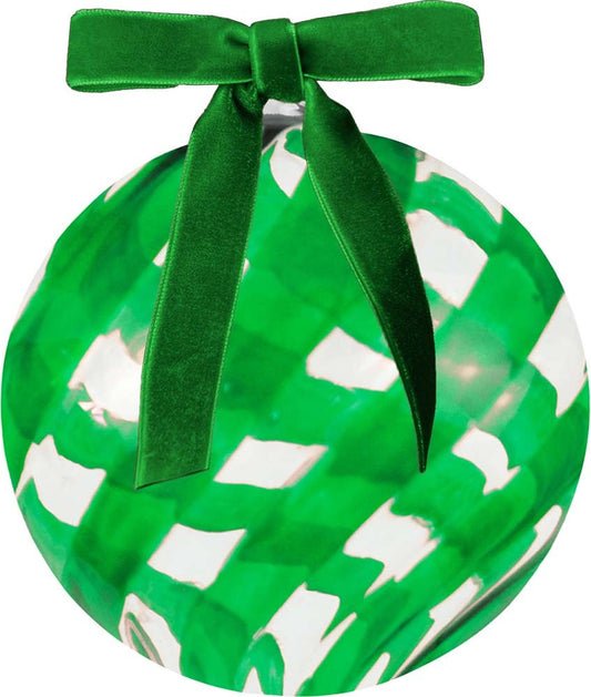 Palla Natale Vetro Tonda 10 Cm - Trasparente/Verde