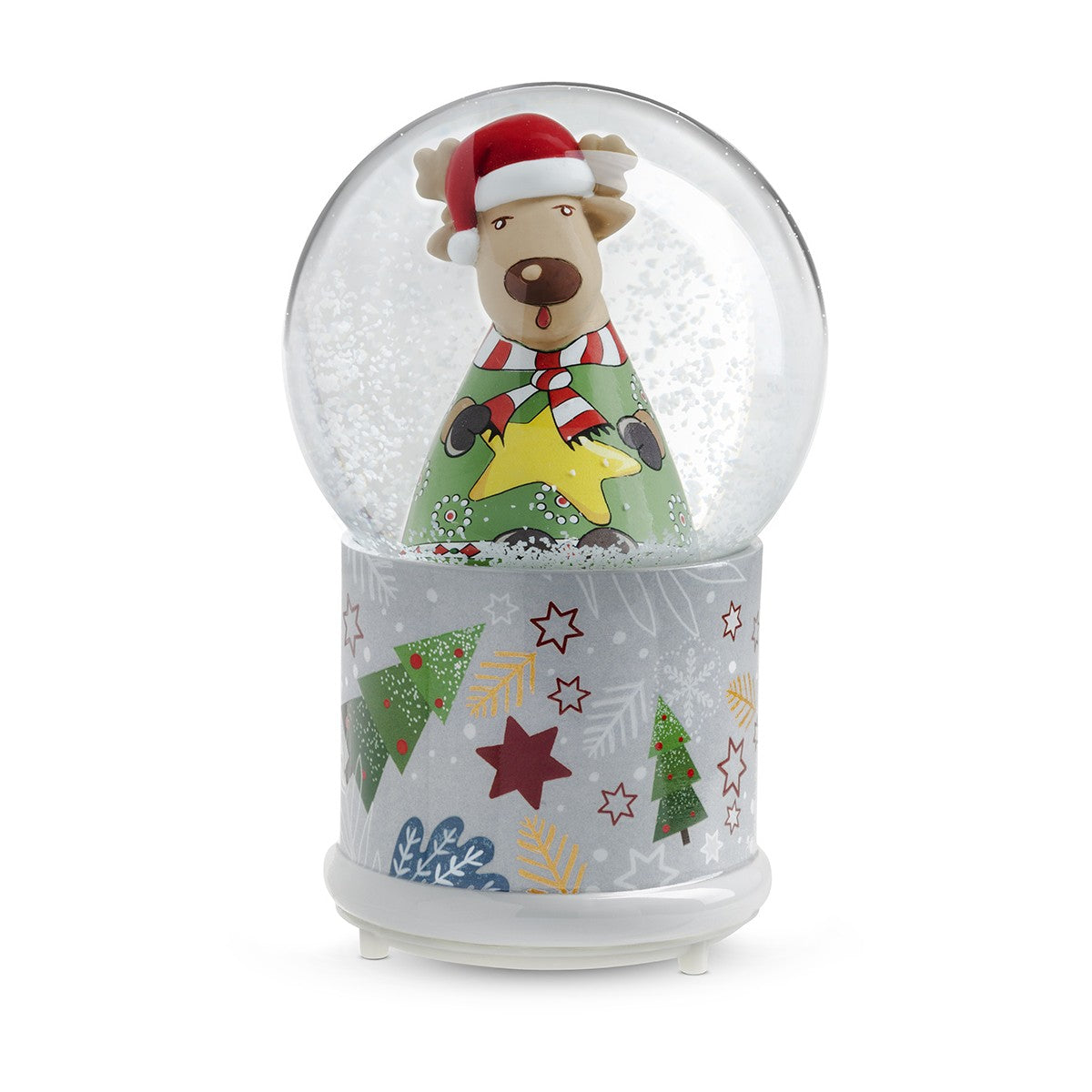 Palla Di Neve Natale C/Luce E Musica Renna 10X16