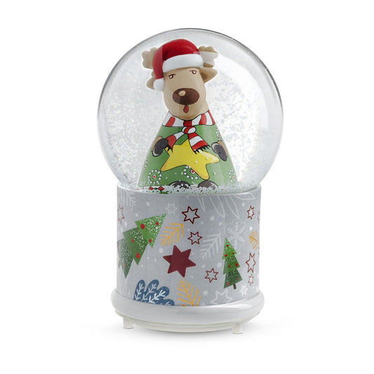 Palla Di Neve Natale C/Luce E Musica Renna 10X16