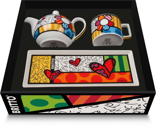 Set Teiera-Tazza Cappuccino Fiore-Vassoio