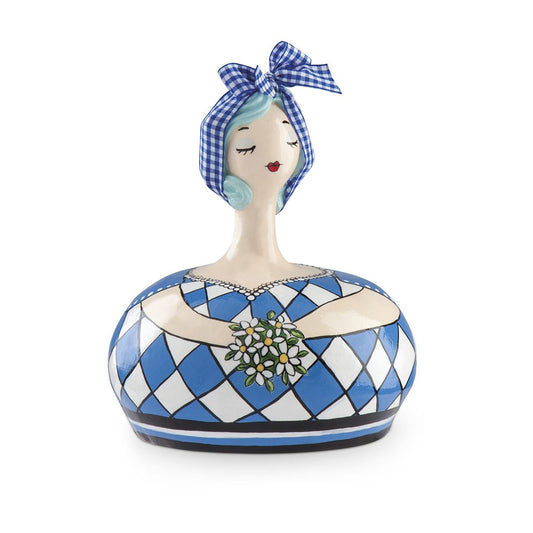 Set 2 Salvadanai Le Pupazze Azzurro C/Fiori 14X17